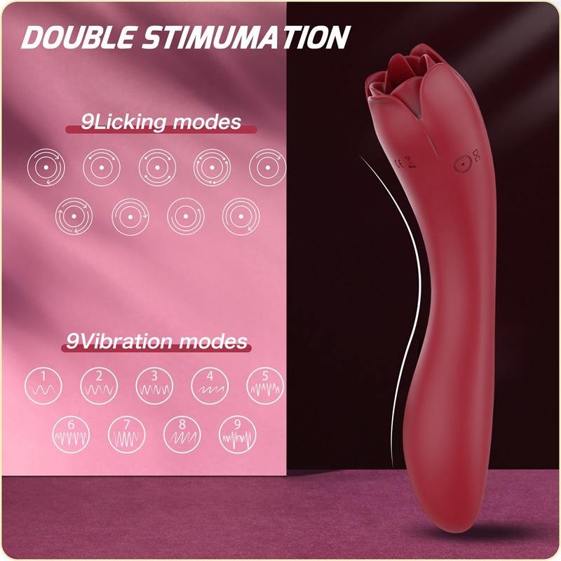 PHANXY Rose Vibrator, 2 in 1 Clitoral G Spot Dildo Vibrator - PHANXY