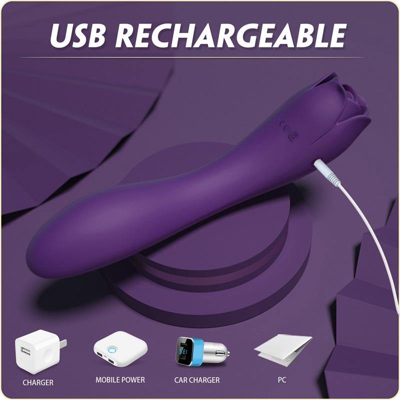 PHANXY Rose Vibrator, 2 in 1 Clitoral G Spot Dildo Vibrator - PHANXY