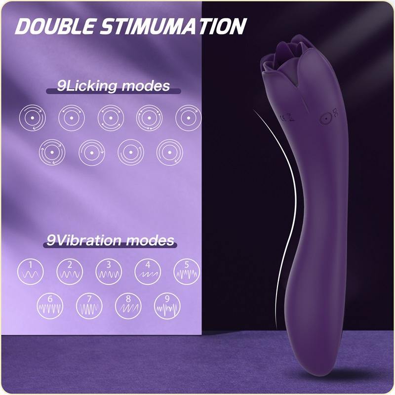 PHANXY Rose Vibrator, 2 in 1 Clitoral G Spot Dildo Vibrator - PHANXY