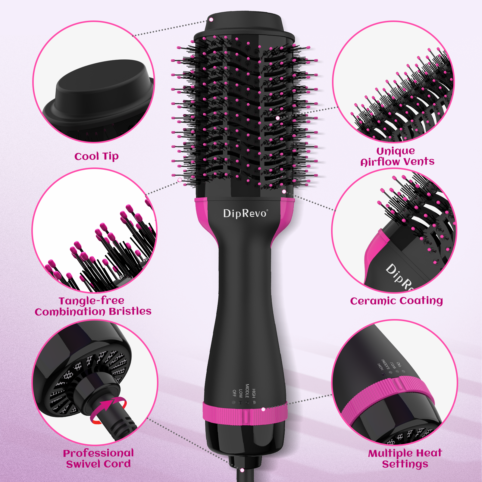 DipRevo® Hair Dryer Brush